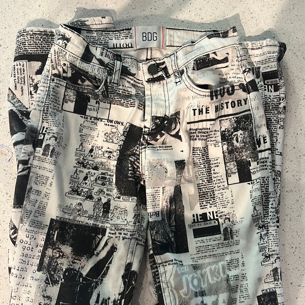 Brand new bdg comic book/ newspaper jeans